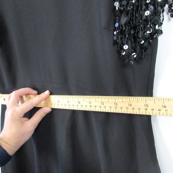 Kate Spade Sequin Fringe Sleeve Swing Dress 6 Black Cocktail Party Designer 430 - Picture 12 of 14